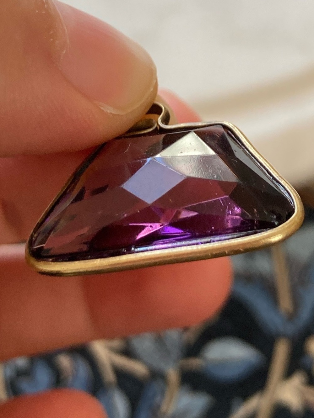 Antique Victorian Bezel Set Faceted Paste Glass Fob Charm Pendant - Picture 8 of 8